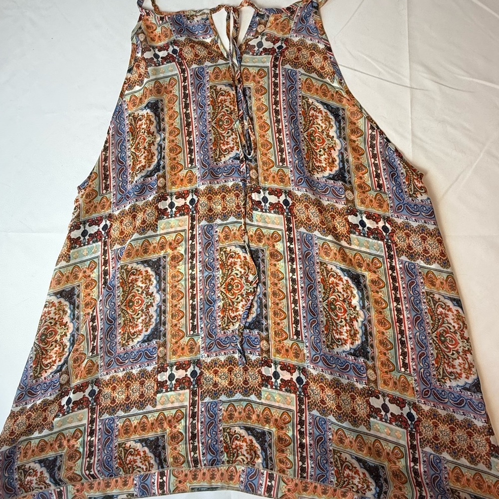 Colorful Geometric Print Sleeveless Blouse